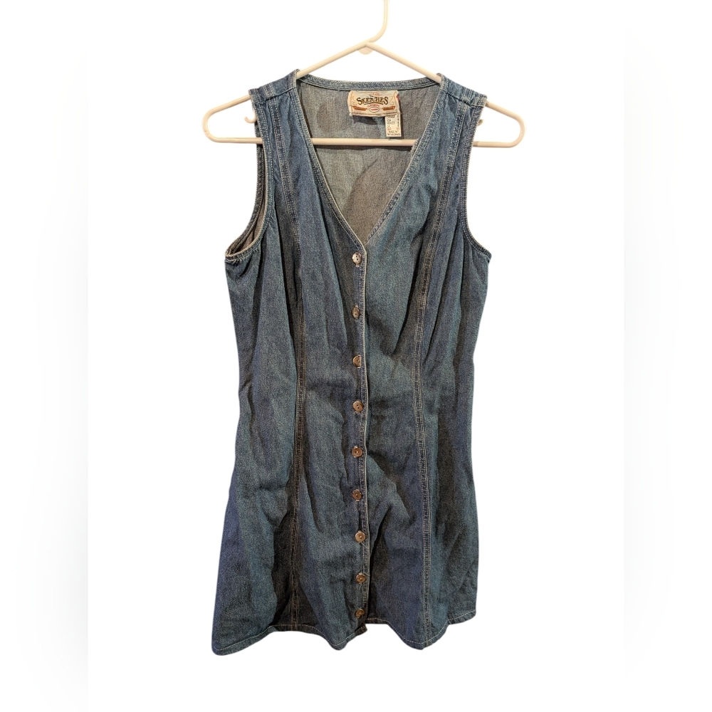 Denim Button-Down Vest Dress